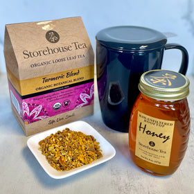 Organic Loose Leaf Tea + Raw Honey + Infuser Tea Mug